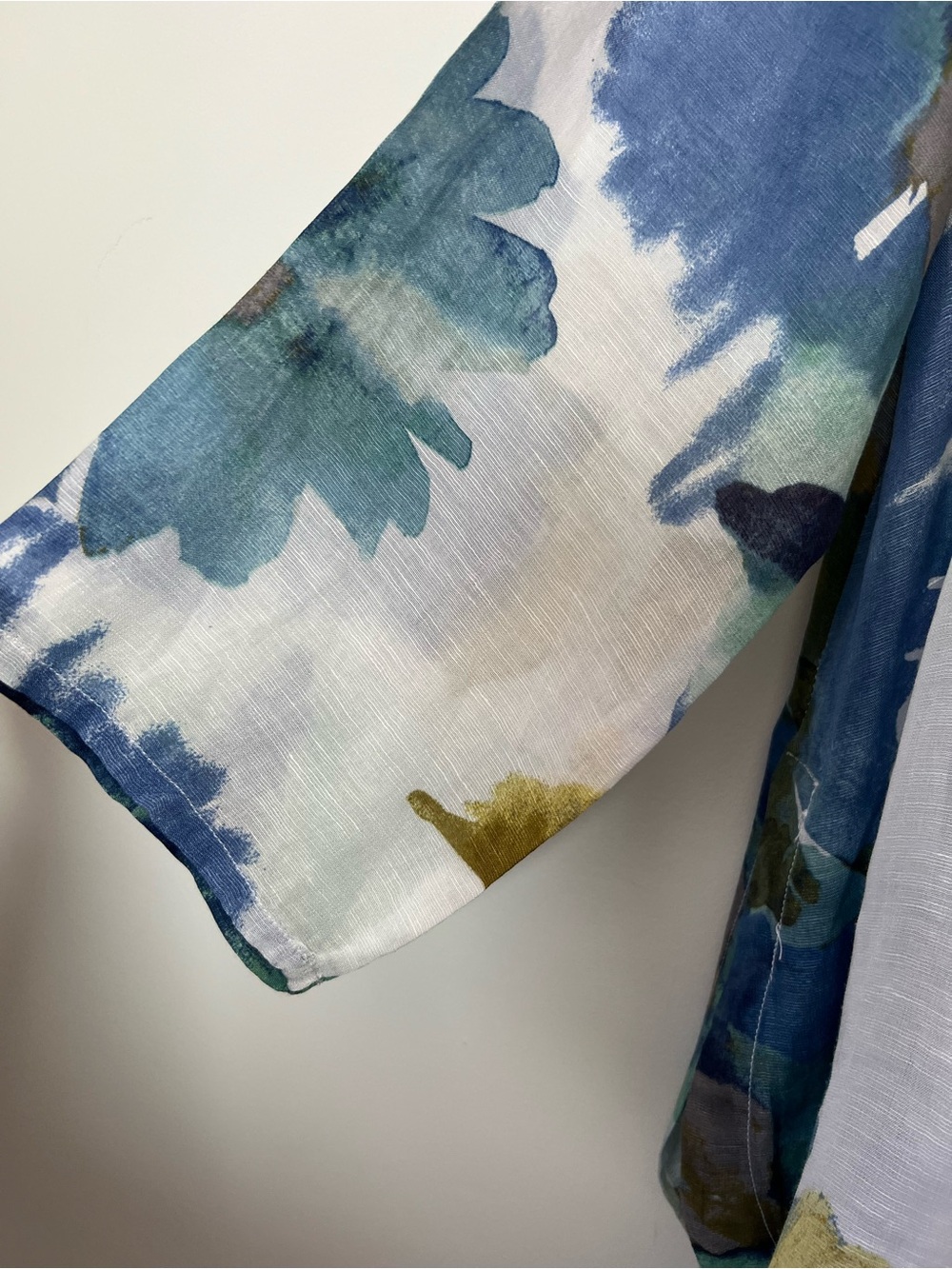 Habitat 2 Piece Button-Front Shirt & Tank Watercolor Floral Spring Linen Blend - Picture 7 of 16